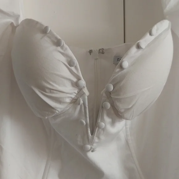 Fashion Nova Must Have Puff Sleeve Mini Dress Size Medium White NWT - Picture 9 of 16